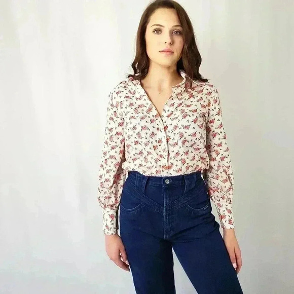 Rare Vintage 70s Sears JR Bazaar Western Floral Button Up Shirt - Picture 1 of 8